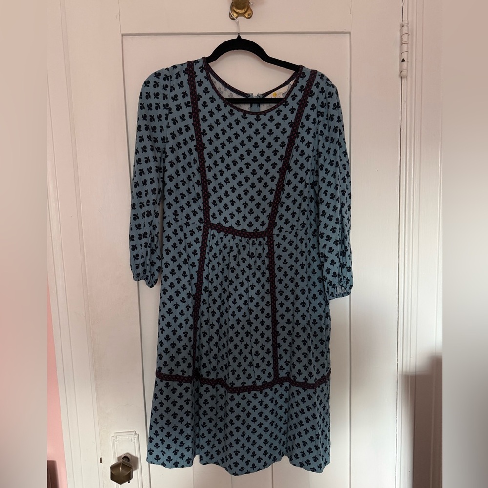 Boden Blue and Black Long Sleeve Dress